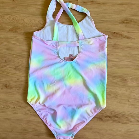 Juicy Couture coloured stripes & foil spot Piping Hot swimsuit Kid Size 12 - Picture 7 of 8